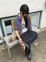 [unisex] ナユヒパープル半袖チェックシャツ