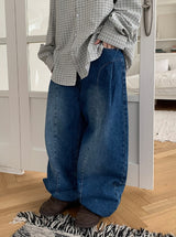 Tele Side Pintuck Wide Denim Pants
