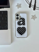BLACK DOTTY LOVE WHITE Silver Epoxy Case