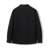 Loose Fit Open Collar Linen Shirt [Black]