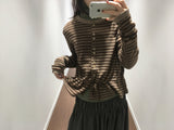Fleece Stripe Frill Cardigan (4 Colors)