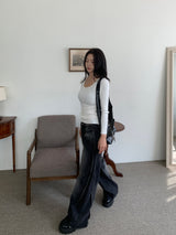 Dual Switch Gradient Flap Pocket Two-Way Snap Wide Pants (3 Colors)