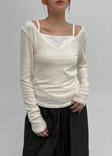 [MADE] Wither V-neck Layered Long Sleeve Tee