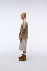 Weekend warrior typography printing washing short pants (Oatmeal)