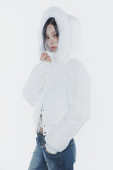 FOX FUR DOWN JACKET white