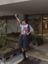ステッチカーフェンダーバミューダデニムパンツ