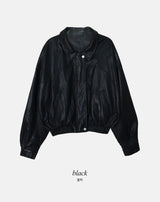 EW Collar Crop Leather Blouson (2color)