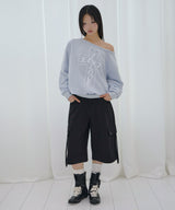 FROSS OFF-SHOULDER SWEATSHIRT (BLUE MELANGE) F26QB040