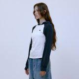 Asymmetric Ruched Hoodie (NAVY)
