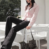 Rasen Low Rise Slit Cotton Bootcut Pants