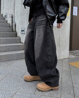 ドットヘビーブラッシュドバルーンデニムパンツ