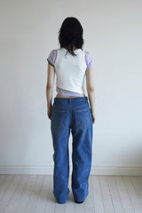 アシンメトリースリーブビーチTシャツ PURPLE/BROWN