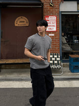 Vine sripe waffle short sleeve