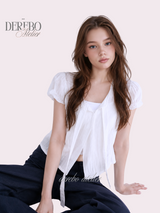 Pure strap short-sleeved blouse