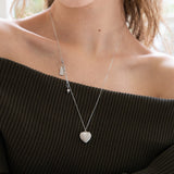 Floral pattern vintage heart long necklace