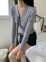 Muse V-neck Button-down Long Sleeve T-Shirt (3 Colors)