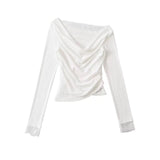 #T1201 Lace one-shoulder elastic top(2colors)