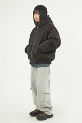 Reus hooded shirring MA-1 down jumper