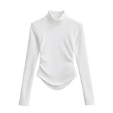 サイズシャーリングスパンデックスタートルネックロングスリーブTシャツ