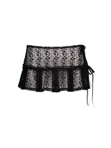 LACE PLEATS SKIRT BLACK