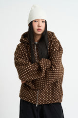 Dot fleece hood zip-up