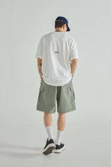 PATCH POINT NYLON CARGO HALF PANTS - KHAKI