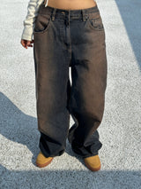 AUTUMN BROWN LONG WIDE DENIM PANTS