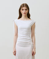 LILY OFF-SHOULDER SHIRRING TOP / WHITE