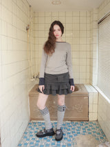 Ribbon shirring knit skirt / gray