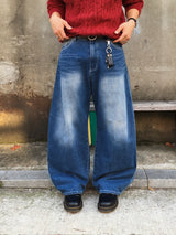 Lea Blue Curved Wide Pants (Deep Blue)