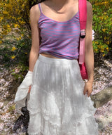 [MADE]Blueberry Punching Striped Semi-Crop Sleeveless Top (2 Colors) 