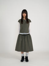 TULIP COLLAR PUFF BLOUSE (DOT KHAKI)