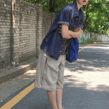 [UNISEX] カットサイドスナップカプリバミューダパンツ