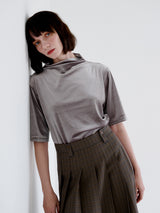 VELVET MOCK NECK SHIRING TOP
