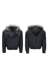 Faux Fur Pattern Puffer Jacket