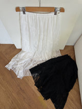twill lace frill long skirt