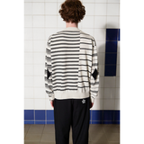 ARGYLE ELBOW STRIPE KNIT / IVORY