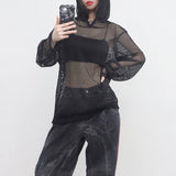 (Unisex) Baren シースルーフーディドTシャツ