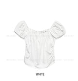 Ien shirring puff off-shoulder short sleeve