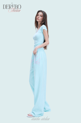 Taylor Mint Lettering Casual Wide Pants (TOP)
