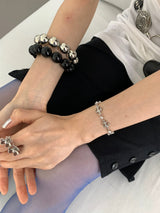 Metal acrylic ball bangle(2Set)