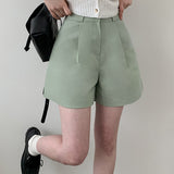 Amune half pintuck high waist short pants