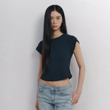 C 90S LINE WAFFLE BASIC T-SHIRT_NAVY