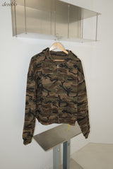 camouflage thick hood zip-up