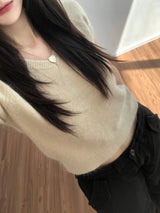 V-neck short-sleeved knitwear (3 colors)
