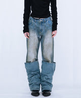 OVERLAP TUCK DENIM PANTS