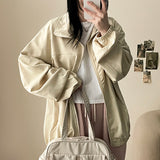 Ronnie Boxy High-Neck Slit Plain Windbreaker Jumper