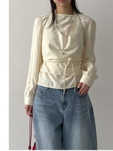 [Bustier SET] Clean Halterneck Layered Blouse