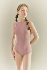 BACK RIBBON LEOTARD SWIMSUIT_Mauve Pink