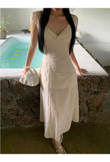 Ivory Punching Layered Long Dress